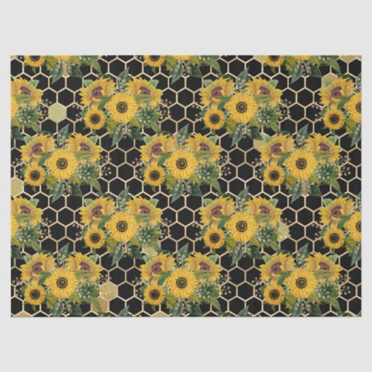 Zonnebloem en Bij Serie Ontwerp Elf Tissuepapier (Voorkant)