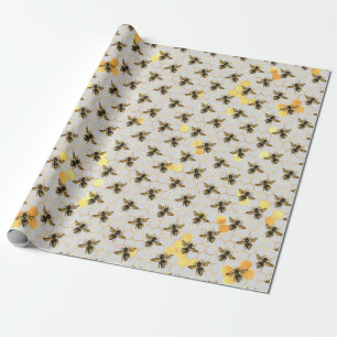 Zonnebloem en Bij Serie Ontwerp Tien Cadeaupapier