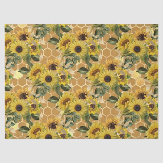 Zonnebloem en Bij Serie Ontwerp Twee Tissuepapier (Voorkant)