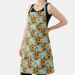 Zonnebloem en Bij Serie Ontwerp Veertien Schort