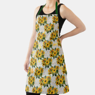 Zonnebloem en Bij Serie Ontwerp Vier Schort