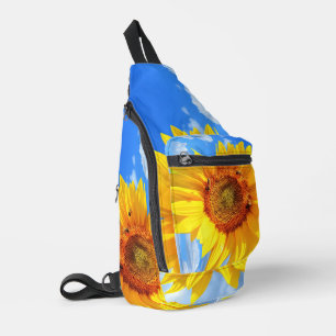 Zonnebloem en bijen Blue Sky Sling Bag