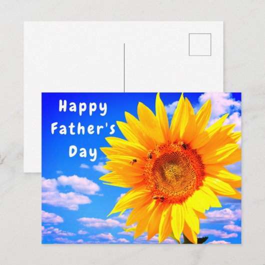 Zonnebloem en bijen Blue Sky Vaderdag Kaart (Voorkant / Achterkant)