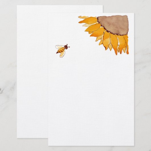 Zonnebloem en bijen briefpapier (Voorkant / Achterkant)