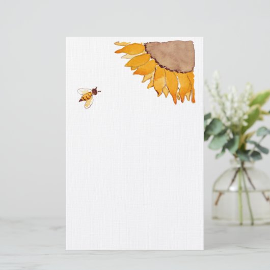 Zonnebloem en bijen briefpapier (Staand voorkant)