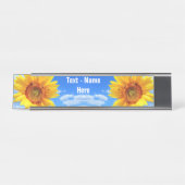 Zonnebloem en bijen gepersonaliseerde bureaunaam B Bureau Naambordje (Voorkant)