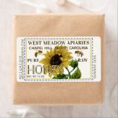 Zonnebloem en Bijen Honing Etiket Gestippelde Rand (Insitu)