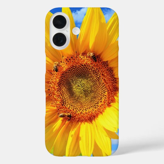 Zonnebloem en bijen in de blauwe hemel Case-Mate iPhone case (Achterkant)
