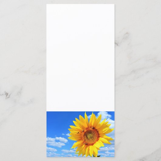 Zonnebloem en bijen in het menu Blue Sky Summer (Achterkant)