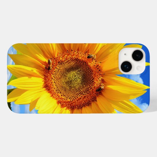 Zonnebloem en bijen iPhone Case (Achterkant (horizontaal))