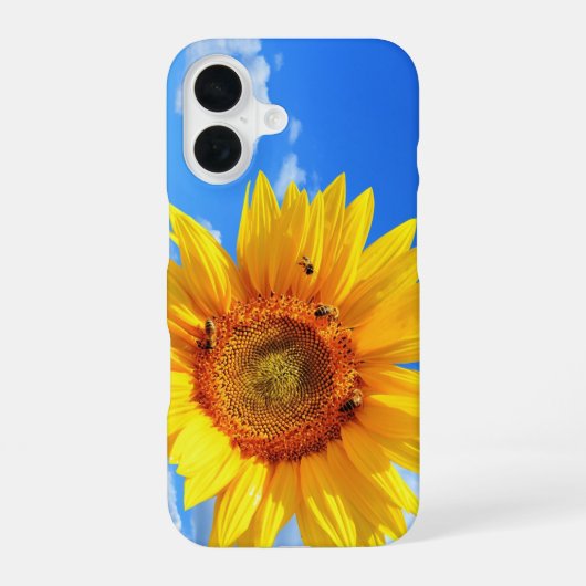 Zonnebloem en bijen iPhone Case 16 Hoesje (Achterkant)