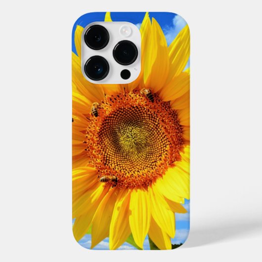 Zonnebloem en bijen op Blue Sky iPhone Case Gift (Achterkant)