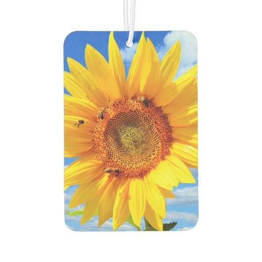 Zonnebloem en bijen op Blue Sky Luchtverfrisser (Achterkant)