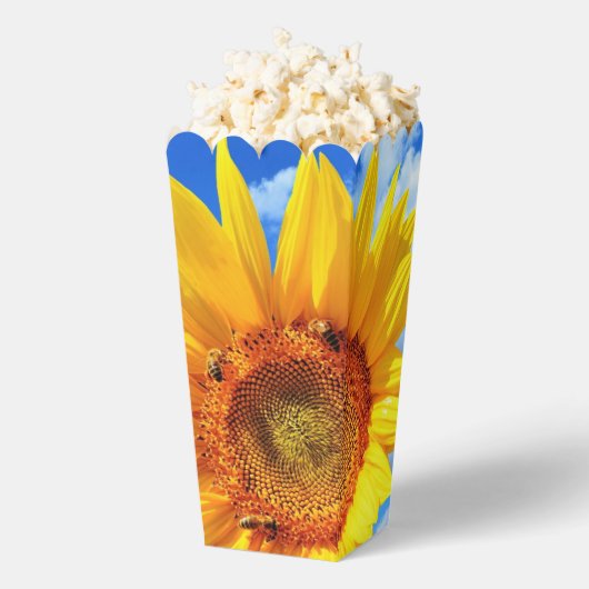 Zonnebloem en bijen Popcorn Box Bedankdoosjes (Popped)