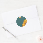Zonnebloem en bijen ronde sticker (Envelop)