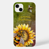  Zonnebloem en Bijen Rustieke Groene Naam Case-Mate iPhone Case (Achterkant)