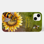 Zonnebloem en Bijen Rustieke Groene Naam Case-Mate iPhone Case (Achterkant (horizontaal))