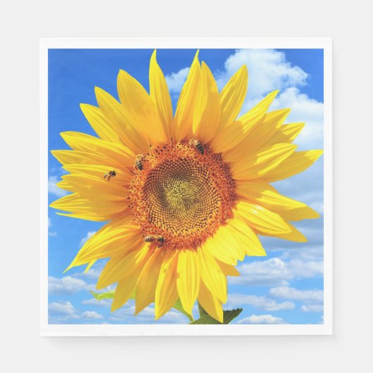 Zonnebloem en bijen servetten (Voorkant)