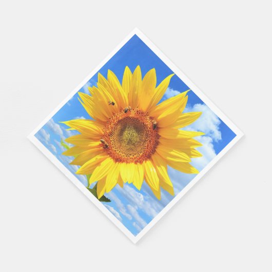 Zonnebloem en bijen servetten (Hoek)