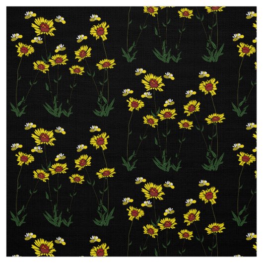 Zonnebloem en bijen stof (Swatch)