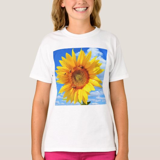 Zonnebloem en bijen T-shirt (Voorkant)