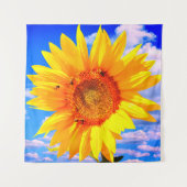 Zonnebloem en Bijen Tapijt Wandkleed (Voorkant)