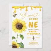 Zonnebloem en bijen zoet om één eerste verjaardag  kaart (Voorkant)