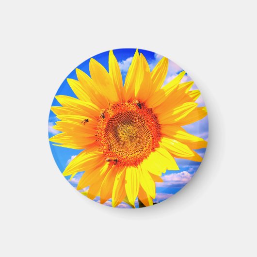 Zonnebloem en bijenmagneet magneet (Voorkant)