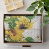 Zonnebloem- en bijenserie, ontwerp acht tissuepapier (Geschenk)