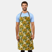 Zonnebloem- en bijenserie ontwerp negen schort (Gedragen)