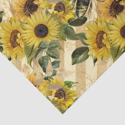 Zonnebloem- en bijenserie ontwerp negen tissuepapier (Detail)