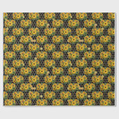 Zonnebloem- en bijenserie, ontwerp veertien cadeaupapier (Vlak)