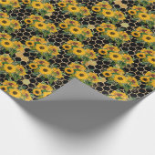 Zonnebloem- en bijenserie, ontwerp veertien cadeaupapier (Hoek)