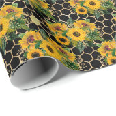 Zonnebloem- en bijenserie, ontwerp veertien cadeaupapier (Rol Hoek)