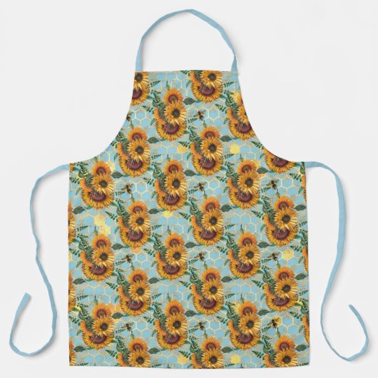 Zonnebloem- en bijenserie, ontwerp veertien schort (Voorkant)