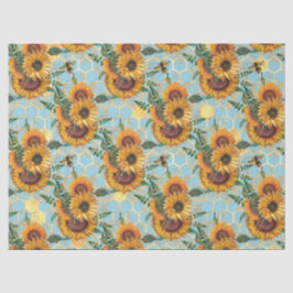 Zonnebloem- en bijenserie, ontwerp veertien tissuepapier