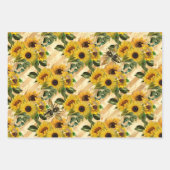 Zonnebloem- en bijenserie, ontwerp zes inpakpapier vel (Voorkant)