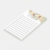 Zonnebloem en bladeren te doen lijst of boodschapp post-it® notes (Schuin)
