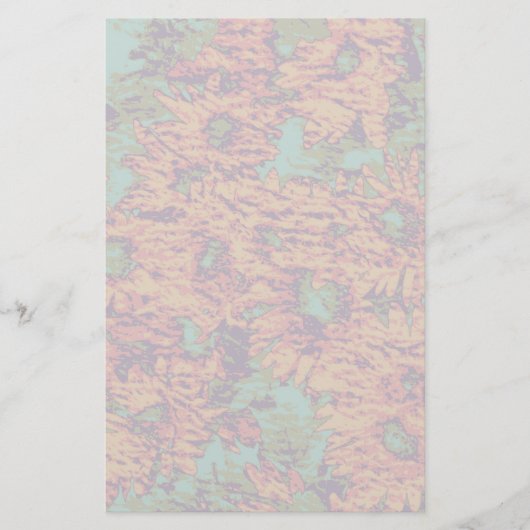 Zonnebloem en bladkamouflage op briefpapier (Voorkant)