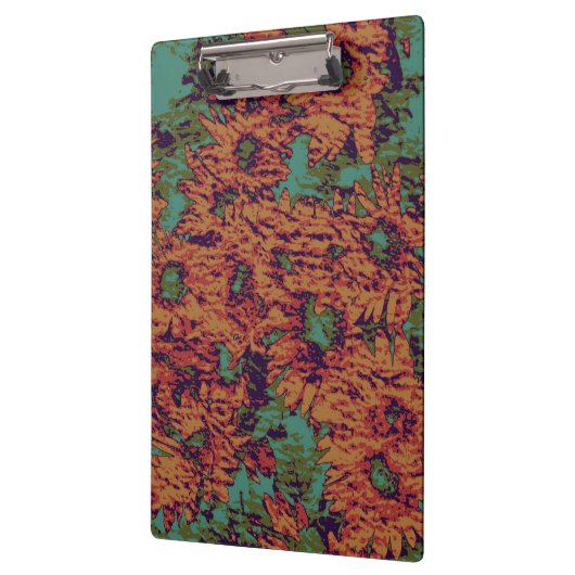 Zonnebloem en bladkamouflage op klembord (Links)