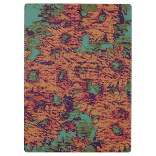 Zonnebloem en bladkamouflage op klembord (Achterkant)