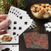 Zonnebloem en bladkamouflage op pokerkaarten (Insitu)