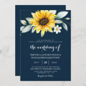 Zonnebloem en blauw Geometrisch Rustisch Kaart (Voorkant / Achterkant)