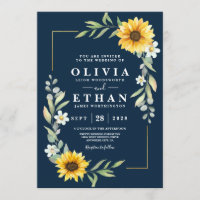 Zonnebloem en blauw Geometrisch Rustisch