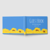 Zonnebloem en blauw gepersonaliseerde zomerbruilof gastenboek (Volledig)