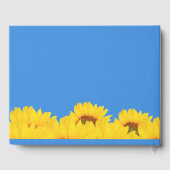 Zonnebloem en blauw gepersonaliseerde zomerbruilof gastenboek (Achterkant)