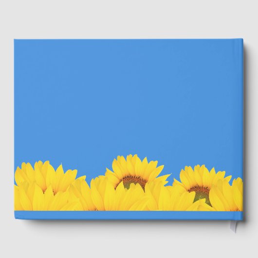 Zonnebloem en blauw gepersonaliseerde zomerbruilof gastenboek (Achterkant)