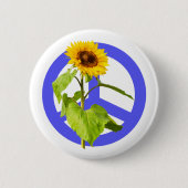 Zonnebloem en blauw Vredessymbool Ronde Button 5,7 Cm (Voorkant)