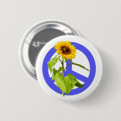 Zonnebloem en blauw Vredessymbool Ronde Button 5,7 Cm (Voorkant /achterkant)