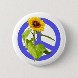 Zonnebloem en blauw Vredessymbool Ronde Button 5,7 Cm